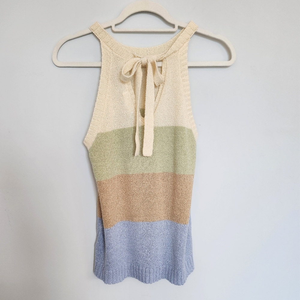Mine, Color Block, Tie Back, Small, Sweater Tank